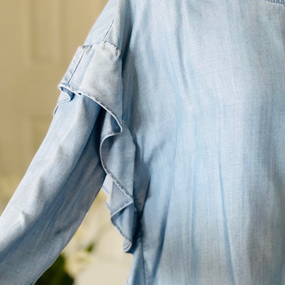 Vince Camuto Ruffle Scoop Neck Blouse - Picture 7 of 11